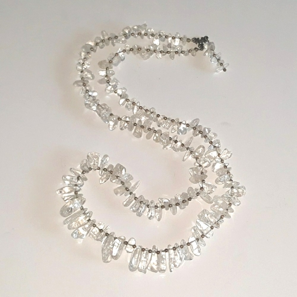 Clear Quartz Beaded Necklace 28"